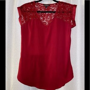 Maroon lace detail express blouse